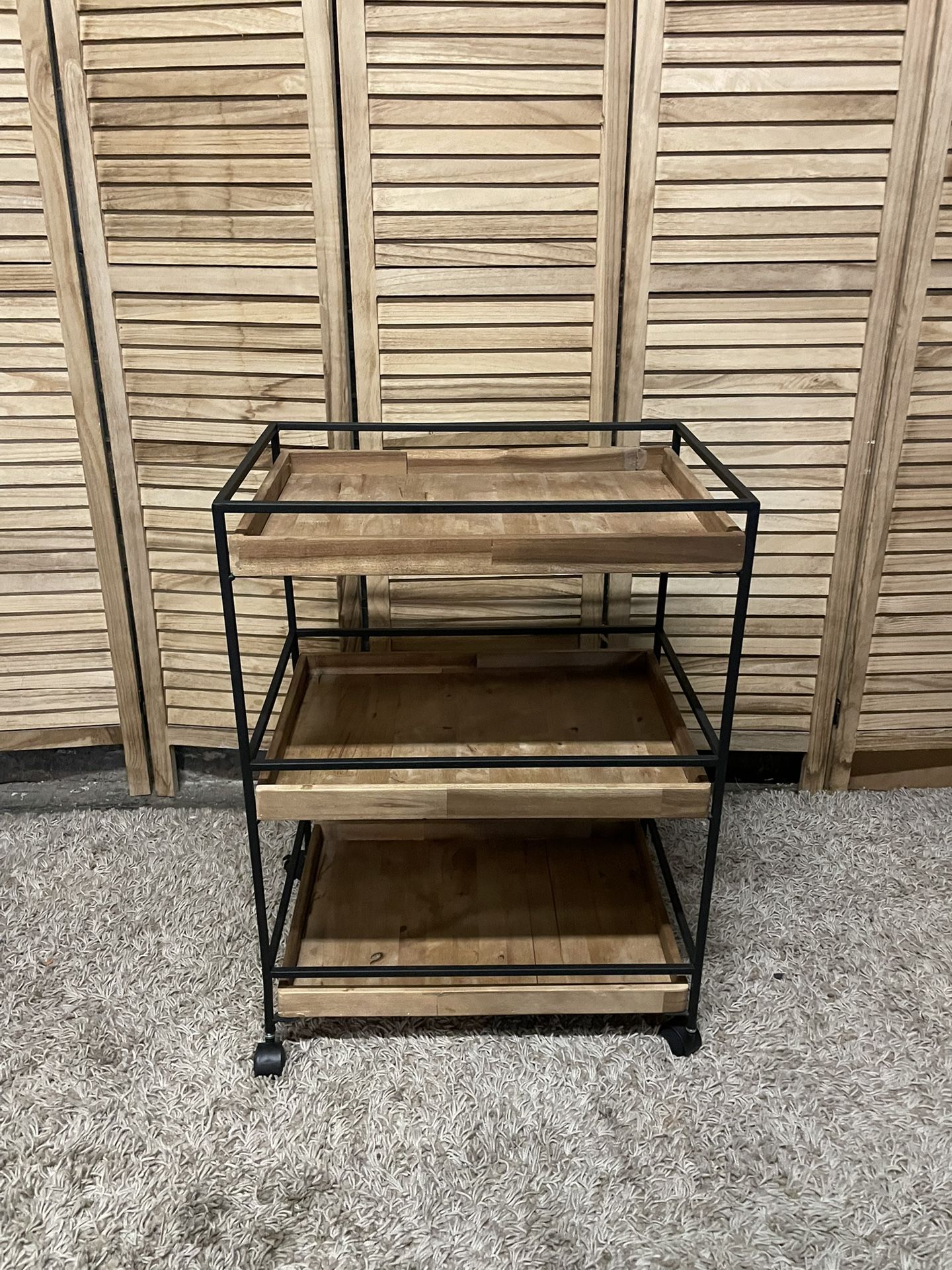 3 Tier Wooden Utility Cart