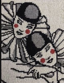 framed Needle point clowns / mimes $25