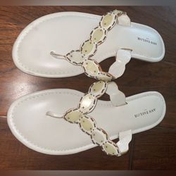 New Ann Taylor White Bling Sandals Size 8