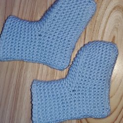 Baby Socks Hand Knitting  Foot Warmers Size  0  -9month Color-baby Blue