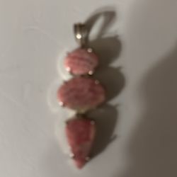 Beautiful hues of manganese pink rhodochrosite pendant