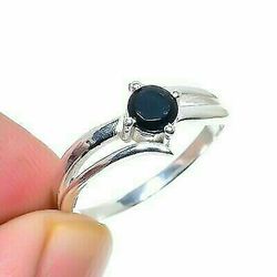 Black Spinel Handmade 925 Silver Ethnic Jewelry Ring Size 8