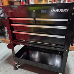 Husky 33 in. W 4-Drawer Mechanics Tool Utility Cart in Gloss Black