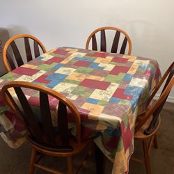 Wooden Table With 4 Chairs