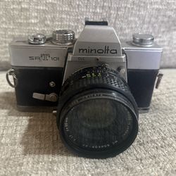 Minolta SRT101 35mm SLR Camera 50mm Lens Untested As is 