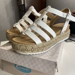 White Striped Platforms/ Sandals
