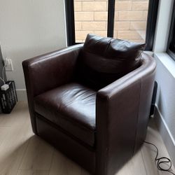 Pottery Barn Ayden Arm Leather Swivel Chair