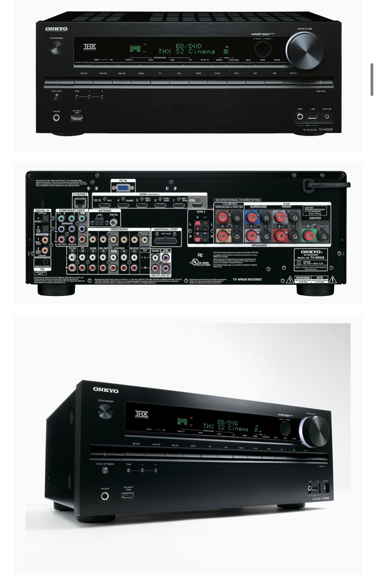 Onkyo TX - NR609 7.2 Channel Network THX Certified A/V Receiver with Remote Great Condition Powerful