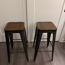 Set of 2 Industrial-Style Barstools – 30” High