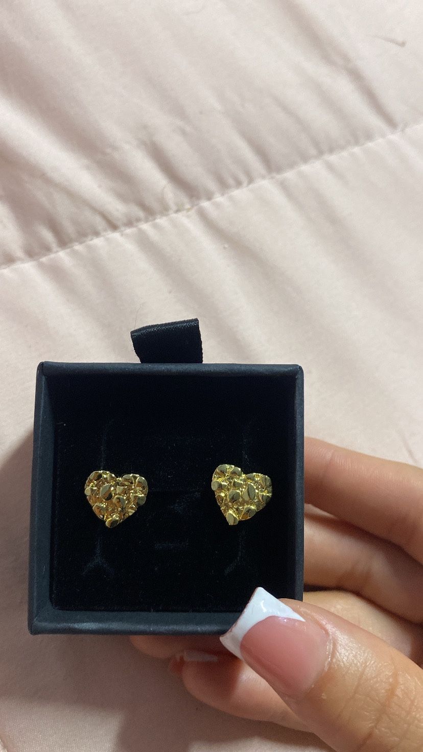 Medium Heart Nugget Earrings Gold Plated