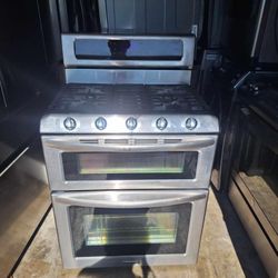 KITCHENAID 30" STAINLESS STEEL 5 BURNER GAS STOVE WITH DOUBLE CONVECTION OVEN 