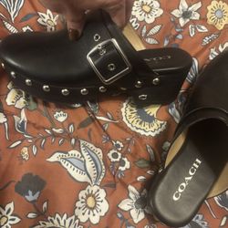Coach Clogs Size 5 Black With Silver Rivets