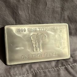 Rare Minted 1 oz One Troy Ounce African Elephant .999 Pure Titanium Bullion Bar Ti Element