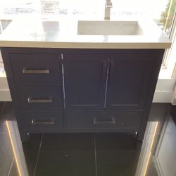 Royal 42” Navy Blue Vanity New Solid Wood Ready For Pickup