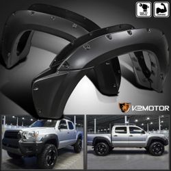 Fits 2012-2015 Toyota Tacoma Pocket Style Bolt On Rivet Fender Flares Smooth