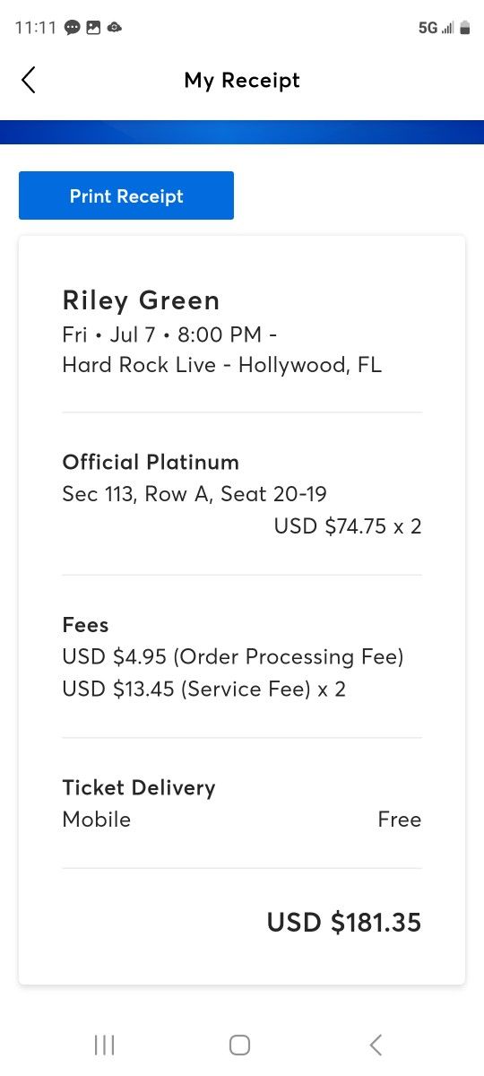 Riley Green Tickets-Hollywood Fl