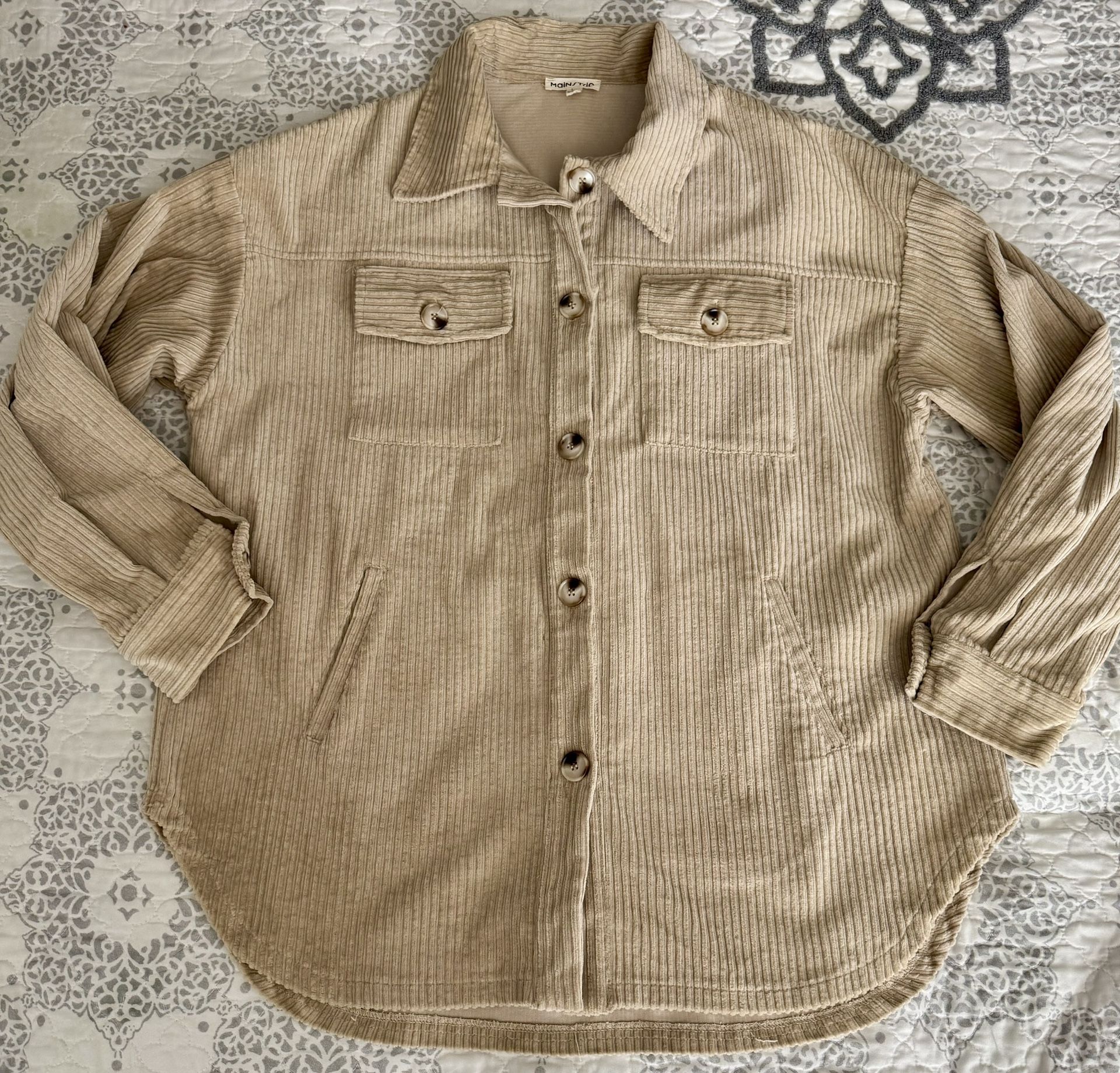 UnisexCorduroy Shirt/Jacket (Shacket) Size Large/XL (Tan/Beige) By MainStrip