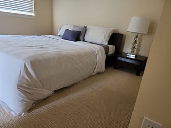 Solid Wood Platform Queen Bed, Two Night Stands