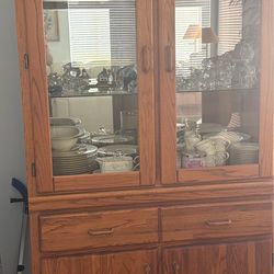 Solid Oak China Cabinet