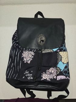 Hot Topic Disney The Nightmare Before Christmas Backpack Black Slouch Love Never Dies Jack Sally