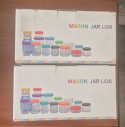 New Multicolored Plastic Mason Jar Lids Box Set (2-Pack Bundle)