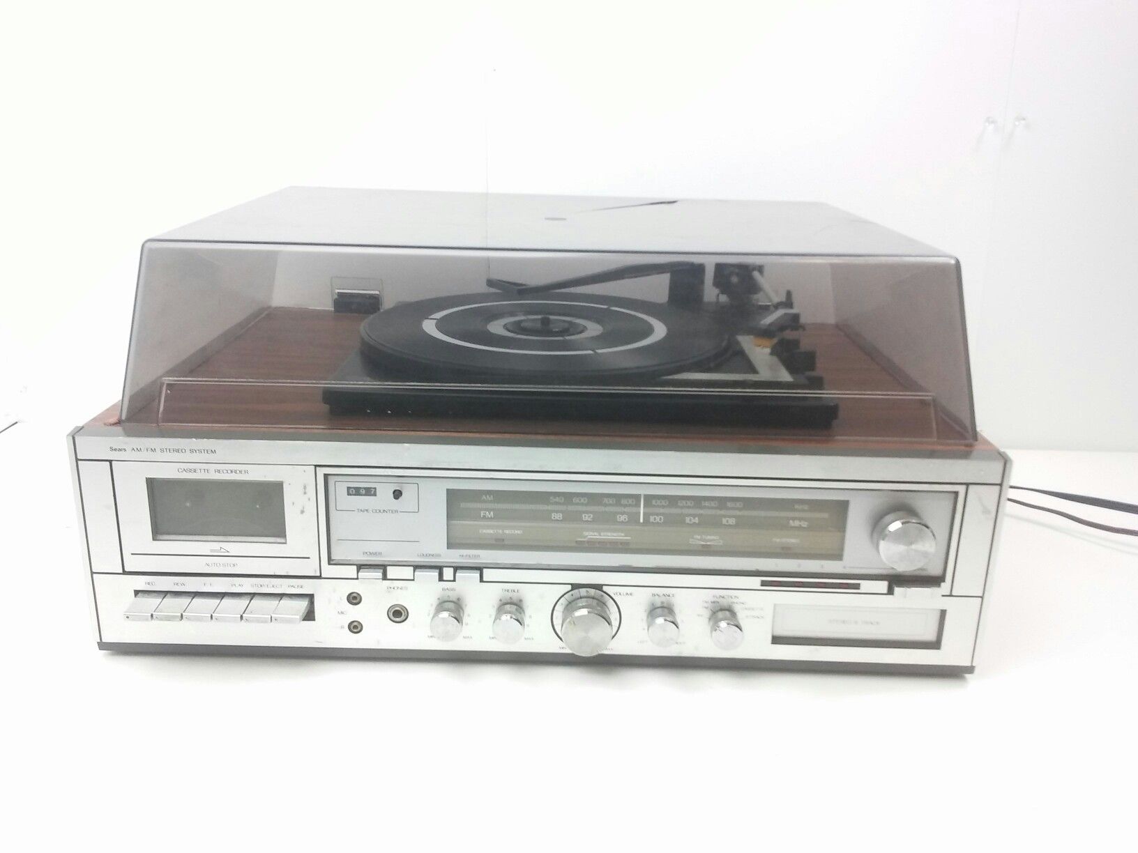 Sears AM/FM Stereo 8 Track Play Record System Turntable Cassette Recorder
