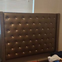 Gold Queen Size Upholstered Bed Frame 