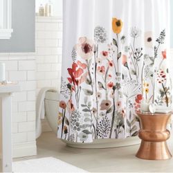 THRESHOLD • Watercolor Floral Fabric Shower Curtain