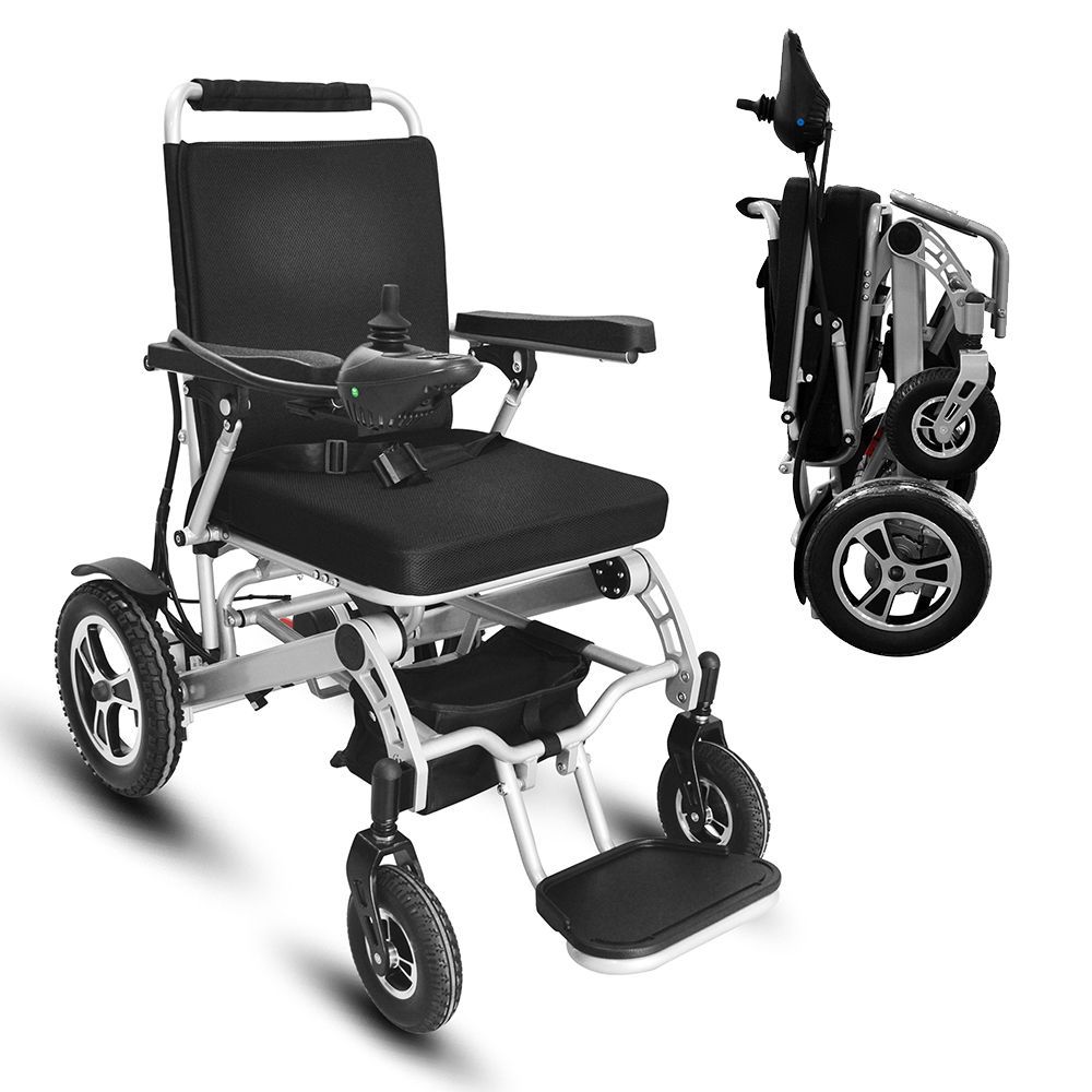 Foldable Aluminum Electric Wheelchair Max 300lbs12AH Battery with Dual Motor(KR8803 SL