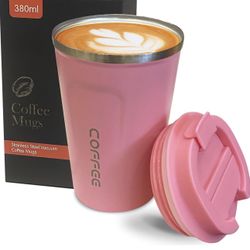 Stainless Travel Mug, Double Wall Stainless Steel Insulated Vacuum Tumbler With Lid (Pink, 17oz)