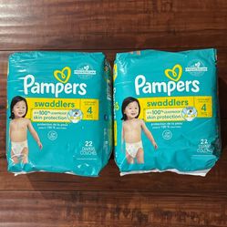 Pampers Swaddlers Up To 100% Leakproof Skin Protection Disposable Diapers: Size 4; 22 Count Each (2 For $16)