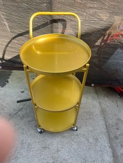 Gold Metal 3-Tier Rolling Bar Cart