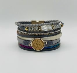 Wrap Bracelet With Magnet Round Plated MultiLayer
