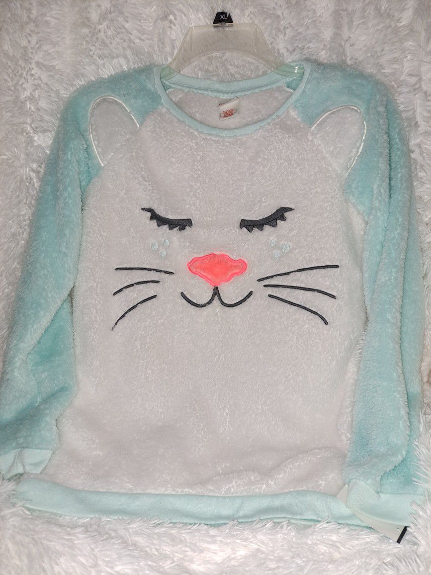 Girls XL 14-16 Kitty Cat Long Sleeve Top
