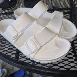 Birkenstock White Slides Women's Size 10