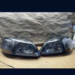 OH128 Fit 96-98 Honda Civic Chrome Headlight Pair 