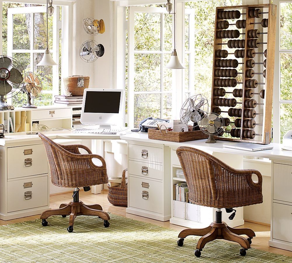Lovely Pottery Barn Corner Desk Set Off White