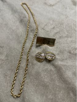 10k gold rope chain 2 finger ring last supper earrings