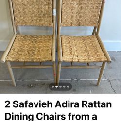 Set Of 2 Rattan Bistro Dining Chairs