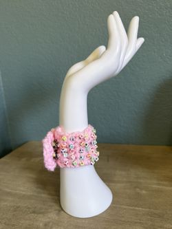 Wristband Crochet,pink, Small
