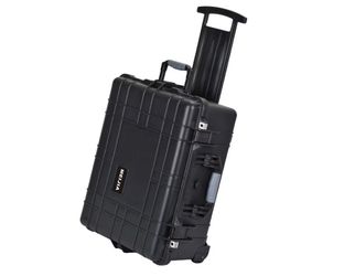 MEIJIA All Weather Rolling Waterproof Protective Case, Hard Camera Case,Dry Case with Retractable Pull Handle and Wheels, Foam Inserted, Elegant Black