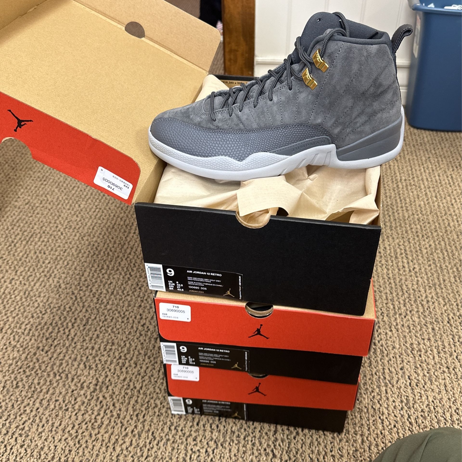 Jordan 12 Retro Grey Gray Size 9