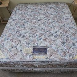 Queen Mattress, Box Spring, and metal frame