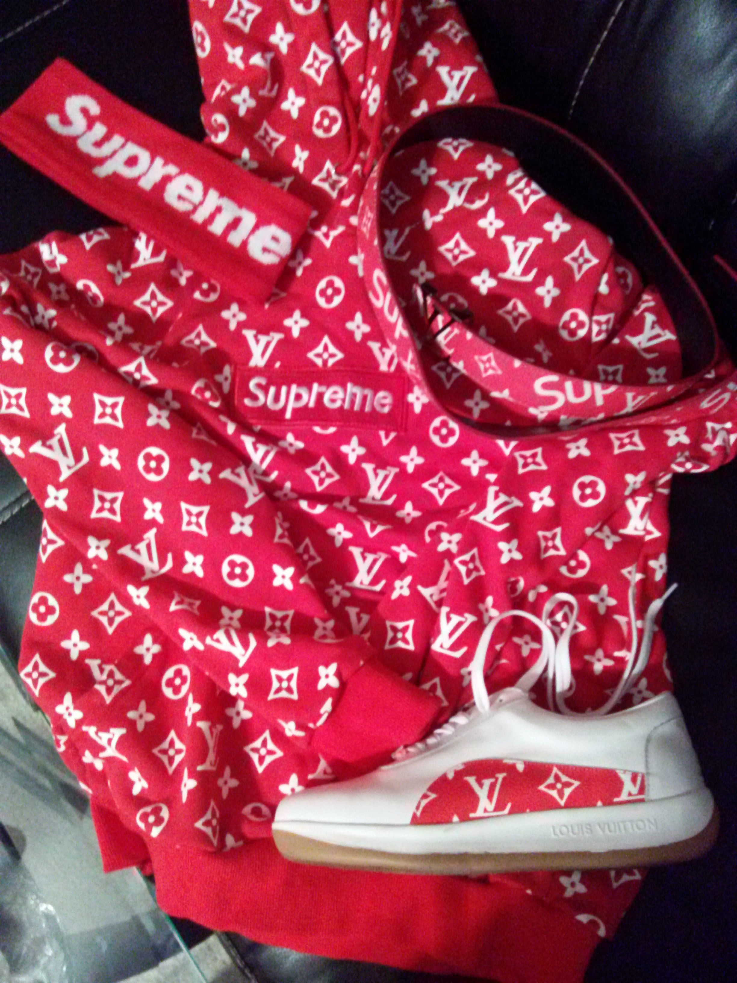 Lv supreme hoodie belt headband and shoes for Sale in Fort Lauderdale, FL -  OfferUp
