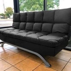 Black PU Futon Sofa Bed - 72.5" x 36" x 36.25"