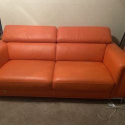 Orange Leather Couches 