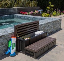 Universal 2 Slip-Resistant Spa & Hot Tub Step Outdoor Indoor Compartment Spa Step with Storage, Brown/Black

Brand new in box 📦