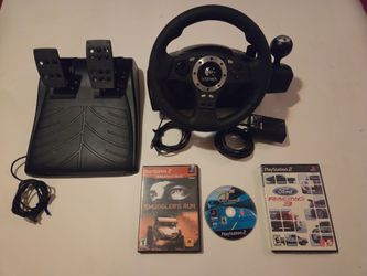 Logitech steering wheel pedals works complete 3 ps2 racing games