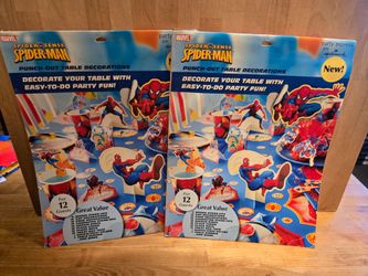 MARVEL SPIDER SENSE SPIDER-MAN PUNCH-OUT TABLE DECORATIONS HALLMARK BIRTHDAY -Lot of Two