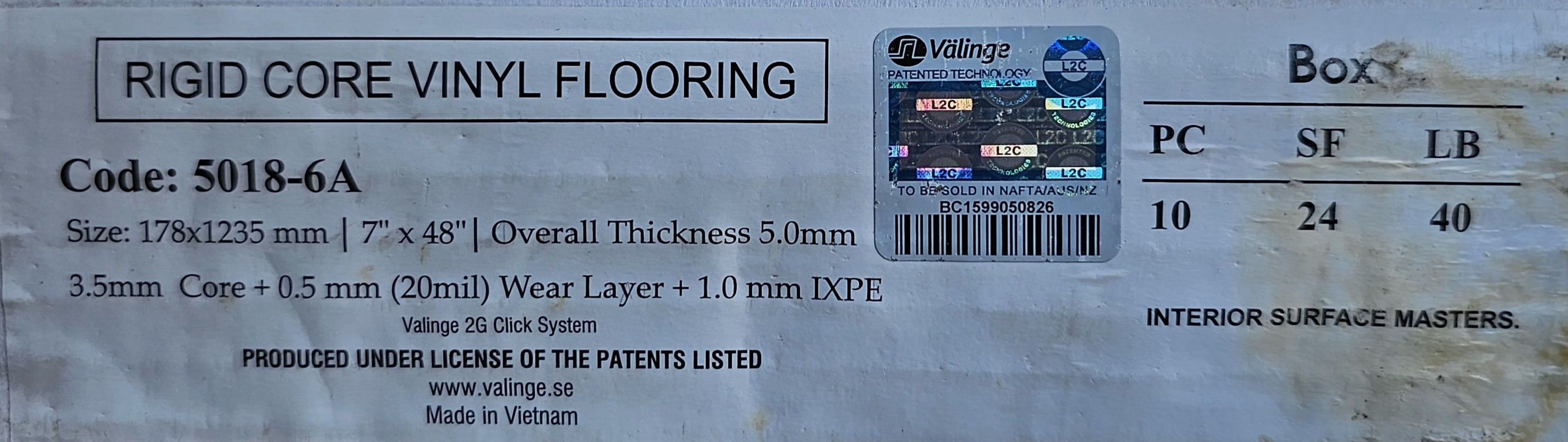 144 Sf RIGID CORE Luxury Vinyl Flooring